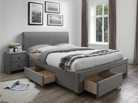 Κρεβάτι Houston 432, Διπλό, Γκρι, 140x200, Ταπισερί, Τάβλες για Κρεβάτι, 144x220x106cm