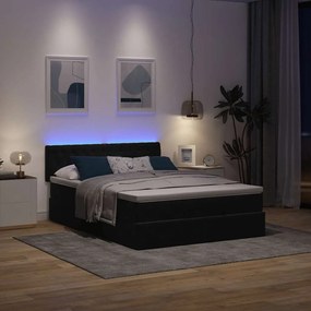 ΟΘΩΜΑΝΙΚΟ ΚΡΕΒΑΤΙ ΜΕ ΣΤΡΩΜΑ &amp; LEDS ΜΑΥΡΟ 140X190CM VELVET 3312694