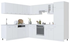 vidaXL Σετ Ντουλαπιών Κουζίνας 14 Τεμαχίων "Lyon" Λευκό από Μηχανικά Ξύλινα Έπιπλα