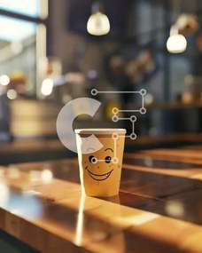 Intra Συλλεκτικό Ξύλινο Παζλ Plywood  4mm - Φλιτζάνι καφέ Smiley Face στην τραπεζαρία Σε Ξύλινο Κουτί - Διαστάσεις: 10x10 cm – 25 κομμάτια