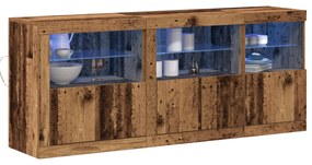 vidaXL Μπουφές με Φώτα LED Παλιό Ξύλο 162x37x67 εκ. Μασίφ Ξύλο