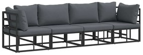 vidaXL Σετ Καναπέ Κήπου με μαξιλάρι 4 pcs Μαύρο Αλουμίνιο