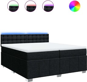 vidaXL Κρεβάτι Boxspring με Στρώμα Μαύρο 200x200 εκ. Υφασμάτινο