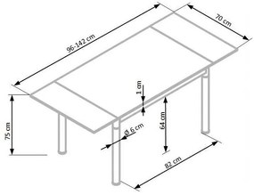 Τραπέζι Houston 120, Γκρι, 75x70x96cm, 40 kg, Επιμήκυνση, Επεξεργασμένο γυαλί, Μέταλλο | Epipla1.gr