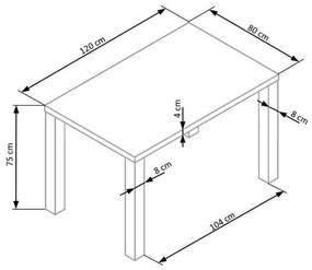 Τραπέζι Houston 122, Γυαλιστερό λευκό, 75x80x120cm, 22 kg, Ινοσανίδες μέσης πυκνότητας | Epipla1.gr