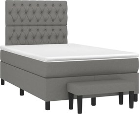 vidaXL Κρεβάτι Boxspring με Στρώμα Σκούρο Γκρι 120x200 εκ. Υφασμάτινο
