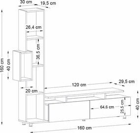 Σύνθεση τηλεόρασης Tulip λευκό 160x30x160εκ