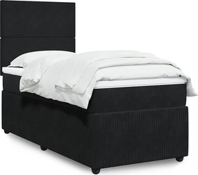 vidaXL Κρεβάτι Boxspring με Στρώμα Μαύρο 100x200 εκ. Βελούδινο