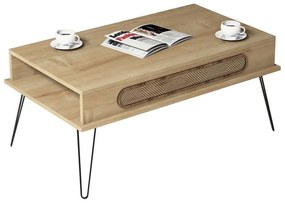 Τραπέζι Σαλονιού HM9500.01 105x56x45,8cm Μεταλλικά Πόδια Natural-Oak Μελαμίνη