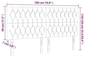 vidaXL Κεφαλάρι Κρεβατιού LED Ροζ 180x7x118/128 εκ. Βελούδινο