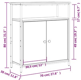 Ντουλάπι Γκρι Sonoma 70 x 30 x 80 εκ. από Επεξεργ. Ξύλο - Γκρι