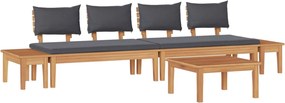 vidaXL Σετ Καναπέ Κήπου 5 pcs Καφέ και Γκρίζο