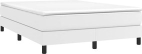 vidaXL Κρεβάτι Boxspring με Στρώμα Λευκό 140x200εκ.από Συνθετικό Δέρμα