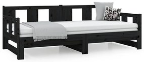 vidaXL Καναπές Κρεβάτι Συρόμενος Μαύρος 2x(90x190) εκ. από Μασίφ Πεύκο