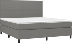 vidaXL Κρεβάτι Boxspring με Στρώμα Σκούρο Γκρι 180x200 εκ Υφασμάτιν