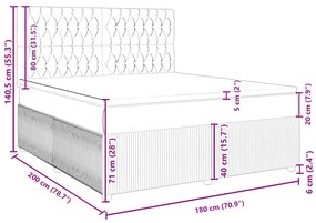 Κρεβάτι Boxspring με Στρώμα Σκούρο Καφέ 180x200 εκ Υφασμάτινο - Καφέ