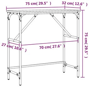 Τραπέζι Κονσόλα Καφέ Δρυς 75x32x75 εκ. Επεξεργασμένο Ξύλο - Καφέ