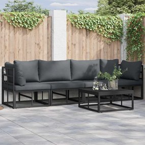vidaXL Σετ Καναπέ Κήπου με μαξιλάρι 5 pcs Μαύρο Αλουμίνιο