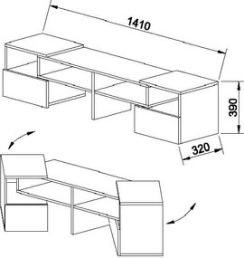 Έπιπλο τηλεόρασης ORNE Καφέ με Λευκό 141x32x39cm