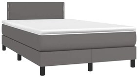 vidaXL Κρεβάτι Boxspring με Στρώμα &amp; LED Γκρι 120x190 εκ. Συνθ. Δέρμα