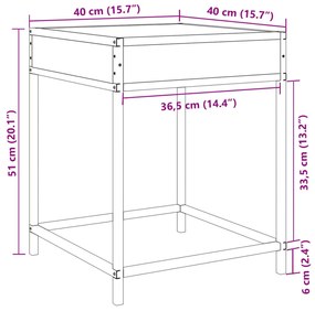 Κομοδίνο Άπειρο Φως LED Καπνιστή Δρυς 40x40x51 εκ. - Καφέ