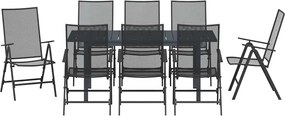 vidaXL Σέτ φαγητού για κήπο 9 pcs Ανθρακί Ατσάλι με Πούδρα