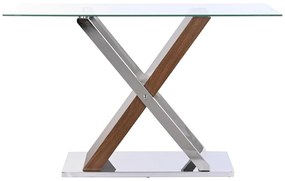 Έπιπλο Εισόδου DKD Home Decor Διαφανές Ασημί Σκούρο καφέ 120 x 40 x 75 cm