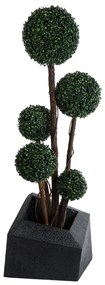 GloboStar® Artificial Garden CAMDEN 20789 Επιδαπέδιο Πολυεστερικό Τσιμεντένιο Κασπώ Γλάστρα - Flower Pot Μαύρο Μ49 x Π49 x Υ44cm