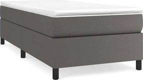 vidaXL Κρεβάτι Boxspring με Στρώμα Γκρι 90x190 εκ. από Συνθετικό Δέρμα