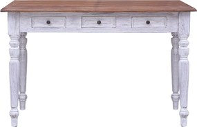 vidaXL Γραφείο με Συρτάρια Λευκό 117x57x75 εκ. Μασίφ Μαόνι
