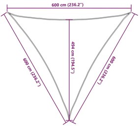 Πανί Σκίασης Ανθρακί 6 x 6 x 6 μ. από HDPE 160 γρ./μ² - Ανθρακί