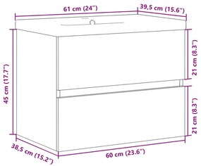 Ντουλάπι Μπάνιου με Νιπτήρα Παλ. Ξύλο 61x39,5x49 εκ. - Καφέ