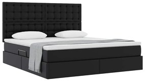 vidaXL Κρεβάτι Αποθήκης με στρώμα Μαύρο 180 x 200 cm Τεχνητό Δέρμα