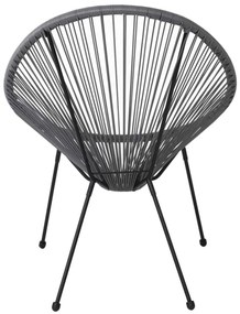 Πολυθρόνα Μεταλική Μαύρη, ACAPULCO Plastic Rattan Γκρι 73x76x89cm