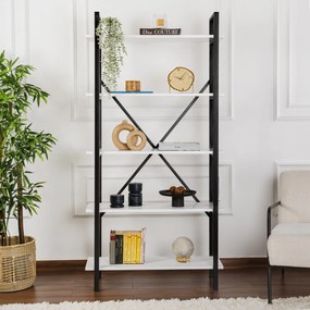 Βιβλιοθήκη Λευκό / Μαύρο ELYSIAN 90x33,5x180