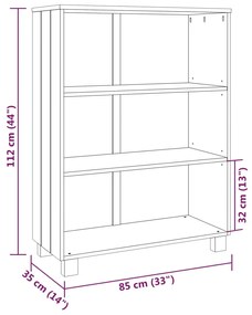 Βιβλιοθήκη HAMAR Σκ. Γκρι 85 x 35 x 112 εκ. Μασίφ Ξύλο Πεύκου - Γκρι