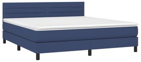 vidaXL Κρεβάτι Boxspring με Στρώμα Μπλε 180x200 εκ. Υφασμάτινο