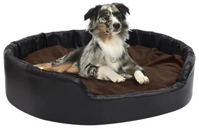 Κρεβάτι Σκύλου Μαύρο/Καφέ 99 x 89 x 21 εκ. Βελουτέ/Συνθ. Δέρμα
