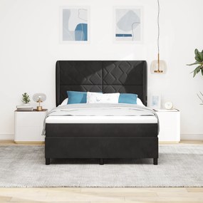 vidaXL Κρεβάτι Box Spring  με Στρώμα Μαύρο 140x190 εκ Βελούδο