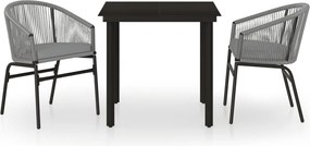 vidaXL Σετ Τραπεζαρίας Κήπου 3 Τεμαχίων Γκρι