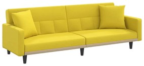vidaXL Καναπές Κρεβάτι Ανοιχτό Κίτρινο Υφασμάτινος με Μαξιλάρια