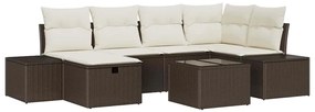 vidaXL Σετ Καναπέ Κήπου 7 pcs Καφέ 55 x 62 x 69 εκ Πολυ ράταν