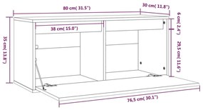 Ντουλάπι Τοίχου Καφέ Μελί 80 x 30 x 35 εκ από Μασίφ Ξύλο Πεύκου - Καφέ