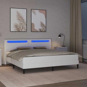 vidaXL Σκελετός Κρεβατιού με κεφαλάρι Λευκό 180 x 200 cm Τεχνητό Δέρμα