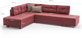 Corner Sofa-Bed Manama Corner Sofa Bed Left - Claret Red Claret Red