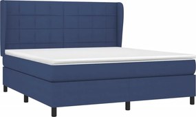 vidaXL Κρεβάτι Boxspring με Στρώμα Μπλε 160x200 εκ. Υφασμάτινο