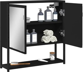 vidaXL Καθρέφτης Μπάνιου με Ντουλάπι Μαύρος 60x16x60 εκ. Επεξ. Ξύλο