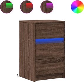 vidaXL Κομοδίνο με Φώτα LED Καφέ Δρυς Επεξεργασμένο Ξύλο