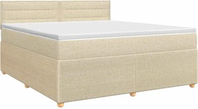 vidaXL Κρεβάτι box spring με στρώμα Κρεμ 140 x 190 cm Ύφασμα