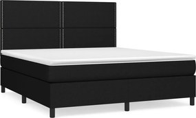 vidaXL Κρεβάτι Boxspring με Στρώμα Μαύρο 180x200 εκ. Υφασμάτινο